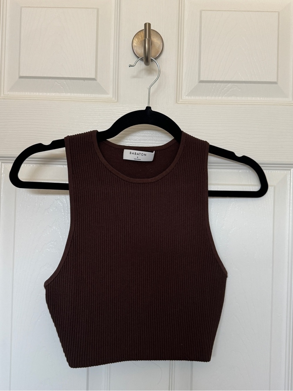 Babaton Ribbed Chocolate Brown Cropped Tank